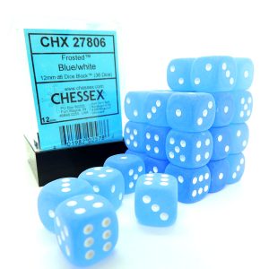 Chessex Dados 12mm Frosted Blue White Dice D6