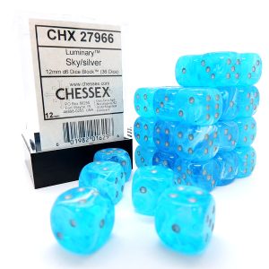 Chessex Dados 12mm Luminary Sky Silver Dice D6