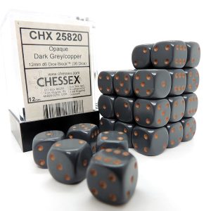 Chessex Dados 12mm Opaque Dark Grey Cooper Dice D6