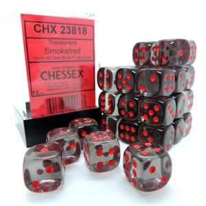 Chessex Dados 12mm Translucent Smoke Red Dice D6