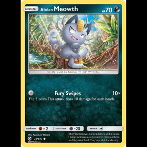 Pokemon TCG Alolan Meowth - SM Base Set - Reverse Holofoil