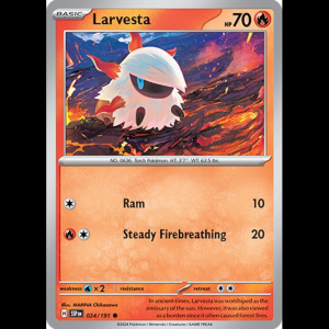 Pokemon TCG Larvesta - 024/191 - Surging Sparks - Reverse Holofoil