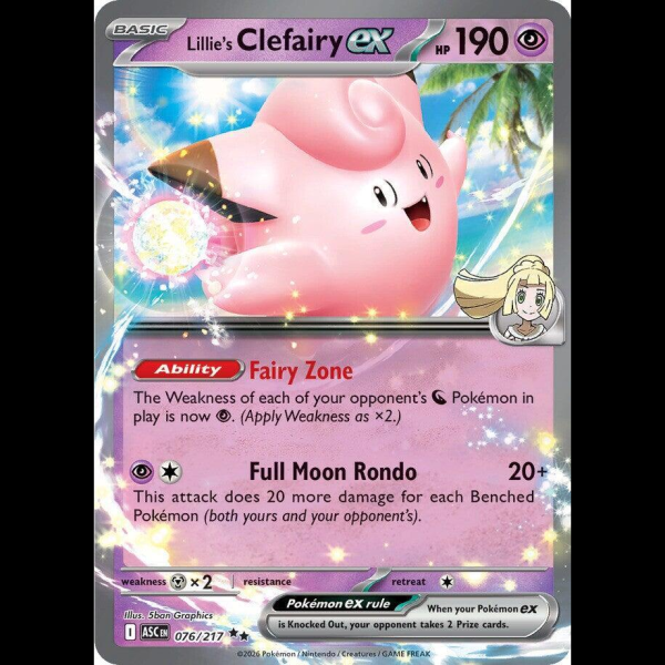 Pokemon TCG Lillie's Clefairy ex - 076/217 - Ascended Heroes