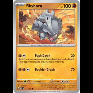 Pokemon TCG Rhyhorn - Scarlet & Violet 151 - Reverse Holofoil