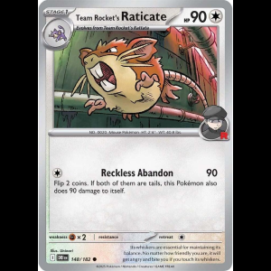 Pokemon TCG Team Rocket's Raticate - 148/182 - Destined Rivals - Reverse Holofoil