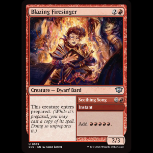 MTG Blazing Firesinger // Seething Song Secrets of Strixhaven sos#109