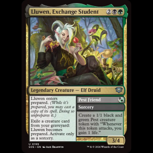 MTG Lluwen, Exchange Student // Pest Friend Secrets of Strixhaven sos#199